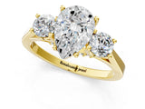 Yellow gold Pear Cut Diamond Three-Stone Engagement Ring with Prong Setting and Pavé Band_4