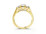 Yellow gold Pear Cut Diamond Three-Stone Engagement Ring with Prong Setting and Pavé Band_6