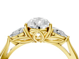 Yellow gold Pear Cut Diamond Three-Stone Ring with Pear Side Stones and Four-Prong Setting_137