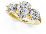Yellow gold Pear Cut Diamond Three-Stone Ring with Prong Setting and Classic Band_150