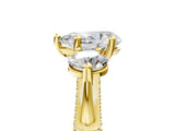 Yellow gold Pear Cut Diamond Three-Stone Ring with Prong Setting and Pavé Band_8