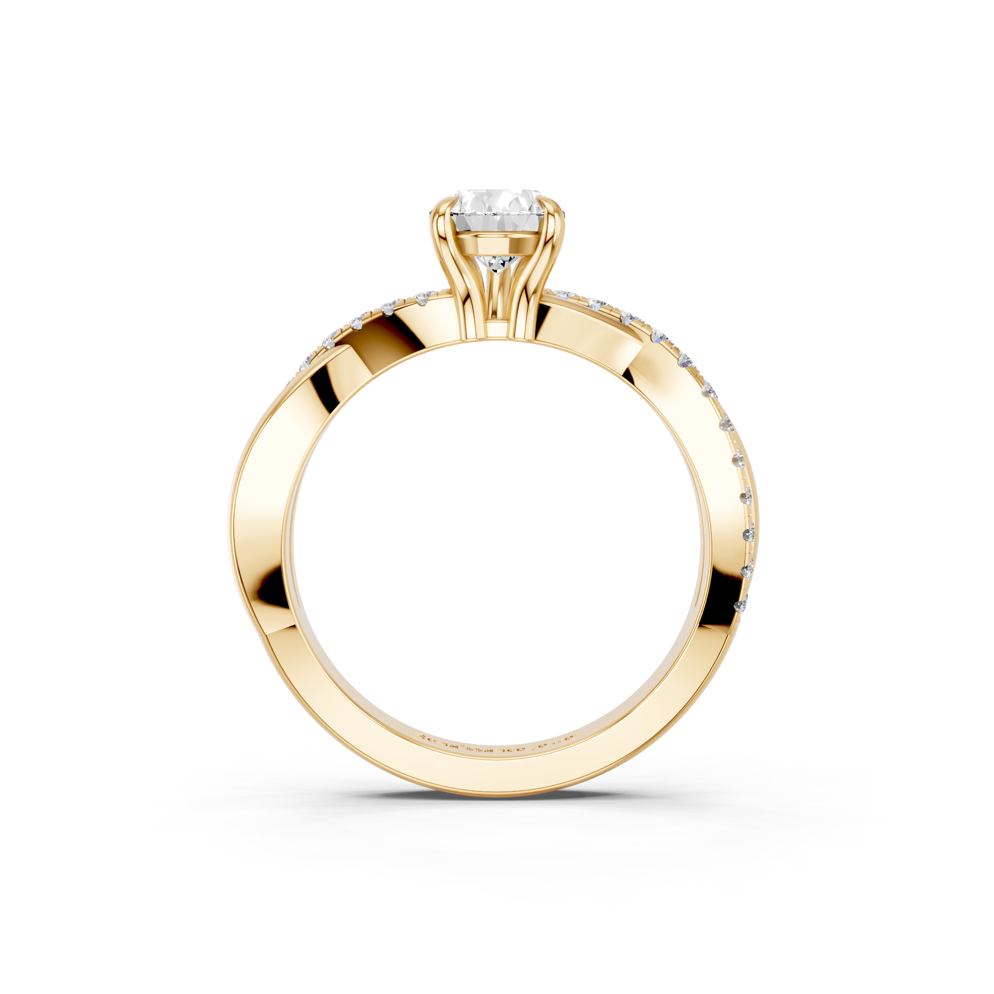 Yellow gold Pear Cut Diamond Twist Band Solitaire with Prong Setting_17
