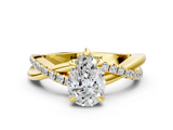 Yellow gold Pear Cut Diamond Twist Band Solitaire with Prong Setting_54