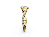 Yellow gold Pear Cut Diamond Twist Band Solitaire with Prong Setting_56