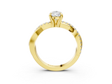 Yellow gold Pear Cut Diamond Twist Band Solitaire with Prong Setting_57
