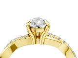 Yellow gold Pear Cut Diamond Twist Band Solitaire with Prong Setting_58