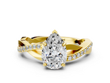 Yellow gold Pear Cut Diamond Twisted Band Engagement Ring with Prong Setting_15