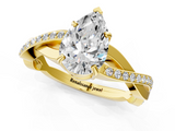 Yellow gold Pear Cut Diamond Twisted Band Engagement Ring with Prong Setting_16