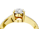 Yellow gold Pear Cut Diamond Twisted Band Engagement Ring with Prong Setting_19