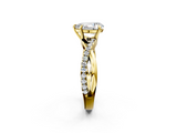 Yellow gold Pear Cut Diamond Twisted Band with Pavé Setting and Four-Prong Setting_34