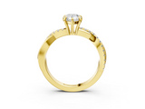 Yellow gold Pear Cut Diamond Twisted Band with Pavé Setting and Four-Prong Setting_35