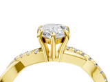 Yellow gold Pear Cut Diamond Twisted Band with Pavé Setting and Four-Prong Setting_36
