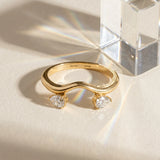 Yellow gold Pear Cut Diamond Two-Stone Open Band Ring with Prong Setting_125