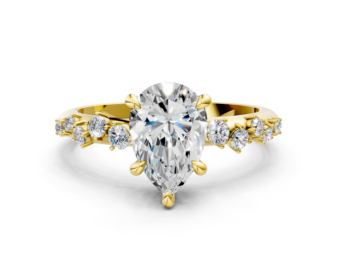 Yellow gold Pear Cut Diamond Vine Band with Four-Prong Setting_35