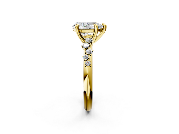 Yellow Gold Pear-Shaped Solitaire Engagement Ring Setting with Graduated Scattered Accents