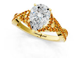 Yellow gold Pear Cut Diamond with Citrine side stone Halo Twist Band Solitaire Prong Setting Ring_19