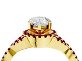 Yellow gold Pear Cut Diamond with Garnet side stone Halo Twist Band Solitaire Prong Setting Ring_40