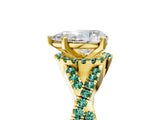 Yellow gold Pear Cut Diamond with Green Sapphire side stone Halo Twist Band Solitaire Prong Setting Ring_41