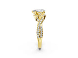 Yellow gold Pear Cut Diamond with Moissanite side stone Halo Twist Band Solitaire Prong Setting Ring_20