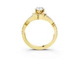 Yellow gold Pear Cut Diamond with Moissanite side stone Halo Twist Band Solitaire Prong Setting Ring_21