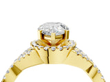 Yellow gold Pear Cut Diamond with Moissanite side stone Halo Twist Band Solitaire Prong Setting Ring_22