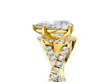 Yellow gold Pear Cut Diamond with Moissanite side stone Halo Twist Band Solitaire Prong Setting Ring_23