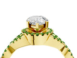 Yellow gold Pear Cut Diamond with Peridot side stone Halo Twist Band Solitaire Prong Setting Ring_16