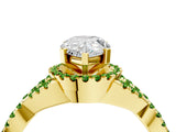 Yellow gold Pear Cut Diamond with Peridot side stone Halo Twist Band Solitaire Prong Setting Ring_40