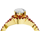 Yellow gold Pear Cut Diamond with Ruby side stone Halo Twist Band Solitaire Prong Setting Ring_40