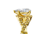 Yellow gold Pear Cut Diamond with Yellow Sapphire side stone Halo Twist Band Solitaire Prong Setting Ring_17