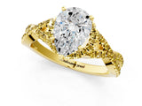 Yellow gold Pear Cut Diamond with Yellow Sapphire side stone Halo Twist Band Solitaire Prong Setting Ring_25