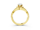 Yellow gold Pear Cut Diamond with Yellow Sapphire side stone Halo Twist Band Solitaire Prong Setting Ring_27