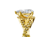 Yellow gold Pear Cut Diamond with Yellow Sapphire side stone Halo Twist Band Solitaire Prong Setting Ring_29