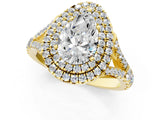 Yellow gold Pear Cut Double Halo Split Shank Diamond Ring with Prong Setting_46