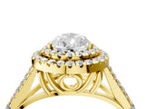 Yellow gold Pear Cut Double Halo Split Shank Diamond Ring with Prong Setting_49