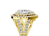 Yellow gold Pear Cut Double Halo Split Shank Diamond Ring with Prong Setting_50