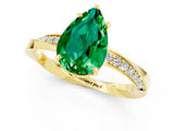 Yellow gold Pear Cut Emerald Engagement Ring with Side Stone Accents and Four-Prong Setting_28