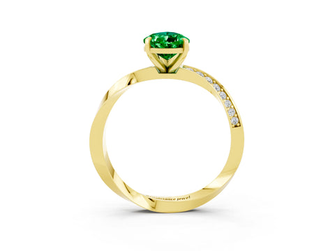Yellow gold Pear Cut Emerald Engagement Ring with Side Stone Accents and Four-Prong Setting_30