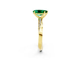 Yellow gold Pear Cut Emerald Engagement Ring with Side Stone Accents and Four-Prong Setting_62
