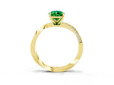 Yellow gold Pear Cut Emerald Engagement Ring with Side Stone Accents and Four-Prong Setting_63
