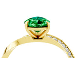 Yellow gold Pear Cut Emerald Engagement Ring with Side Stone Accents and Four-Prong Setting_64