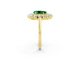 Yellow gold Pear Cut Emerald Floral Double Halo Engagement Ring with Prong Setting_50