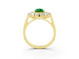 Yellow gold Pear Cut Emerald Floral Double Halo Engagement Ring with Prong Setting_51