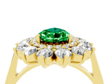 Yellow gold Pear Cut Emerald Floral Double Halo Engagement Ring with Prong Setting_52