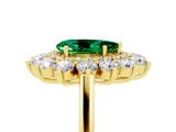 Yellow gold Pear Cut Emerald Floral Double Halo Engagement Ring with Prong Setting_53