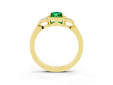 Yellow gold Pear Cut Emerald Halo Ring with Tapered Band and Four-Prong Setting_3