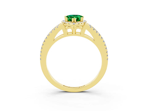 Yellow gold Pear Cut Emerald Halo Split Shank Engagement Ring_15