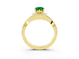 Yellow gold Pear Cut Emerald  Halo Twist Band Solitaire Prong Setting Ring_39