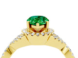 Yellow gold Pear Cut Emerald  Halo Twist Band Solitaire Prong Setting Ring_40