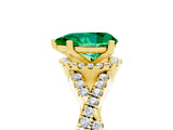 Yellow gold Pear Cut Emerald  Halo Twist Band Solitaire Prong Setting Ring_41